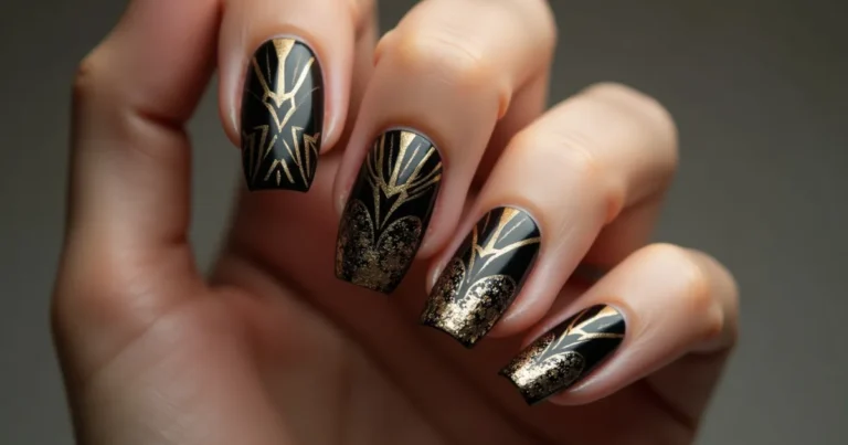 black and gold nail designs