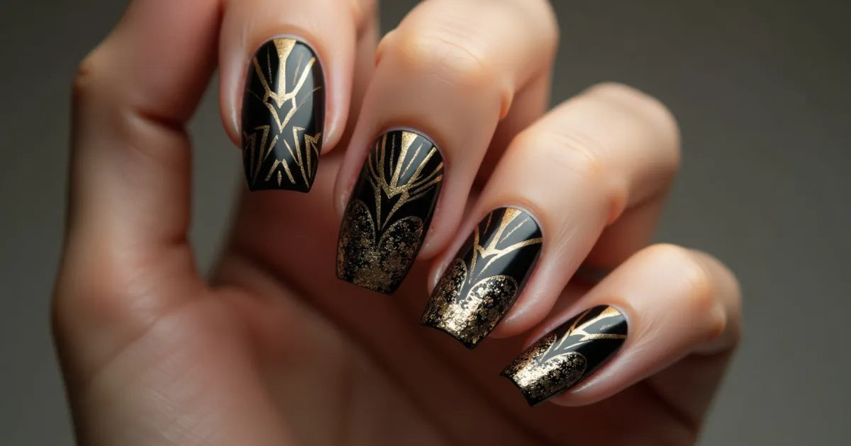 black and gold nail designs