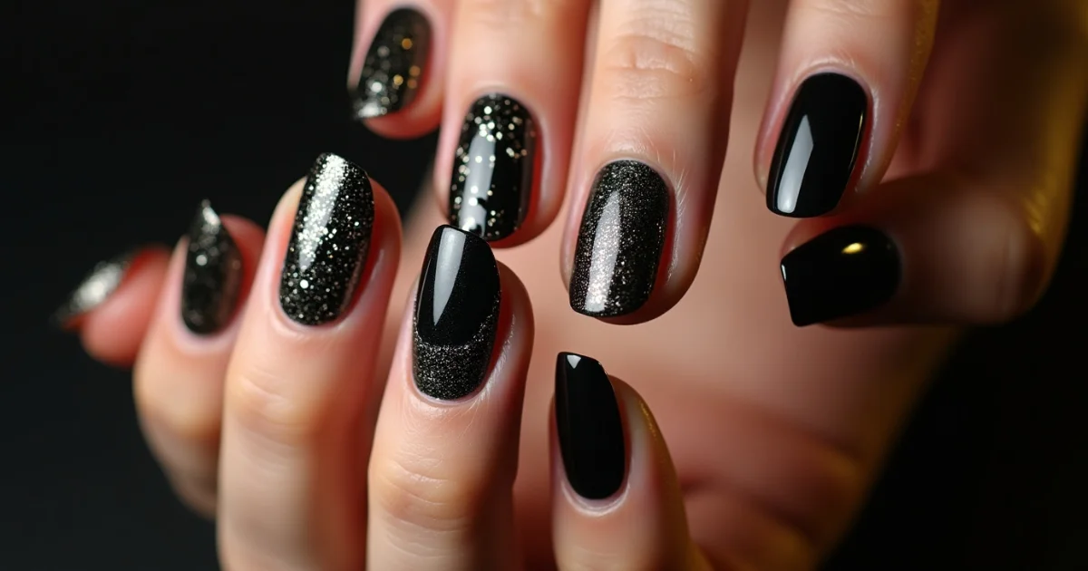 black glitter nail polish