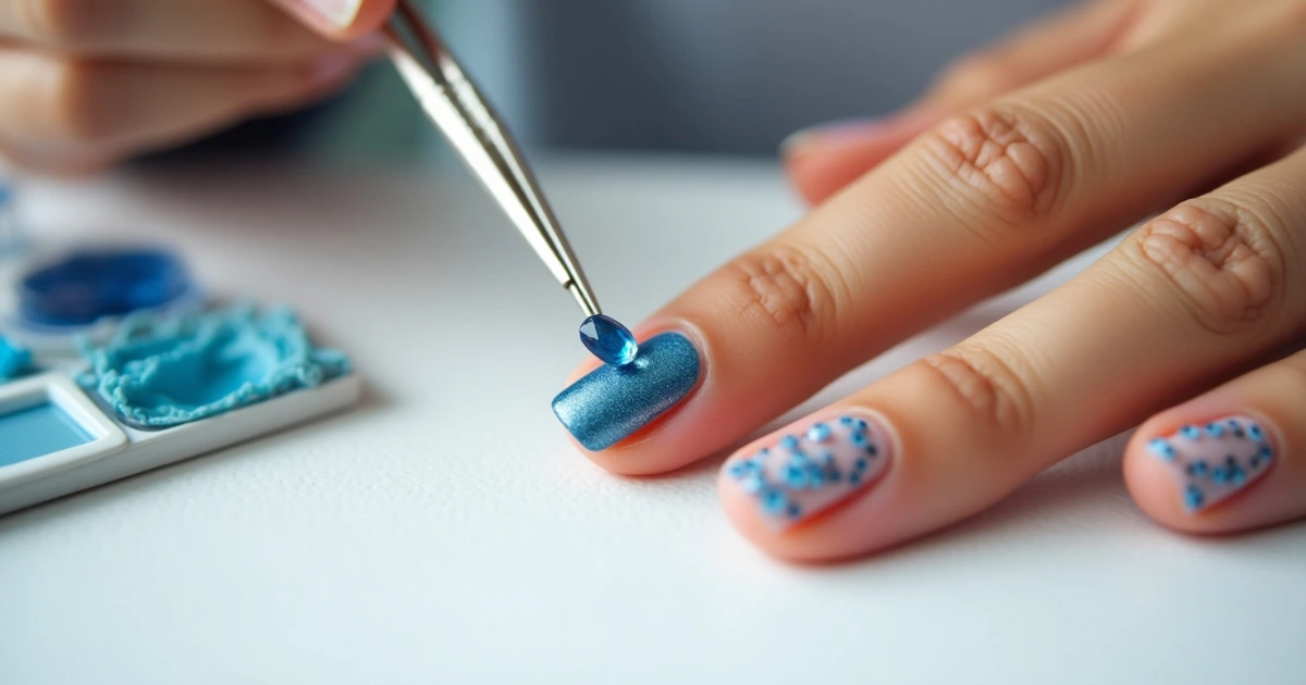 blue nail art