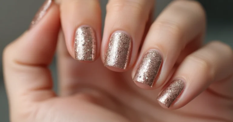 nude nails with glitter