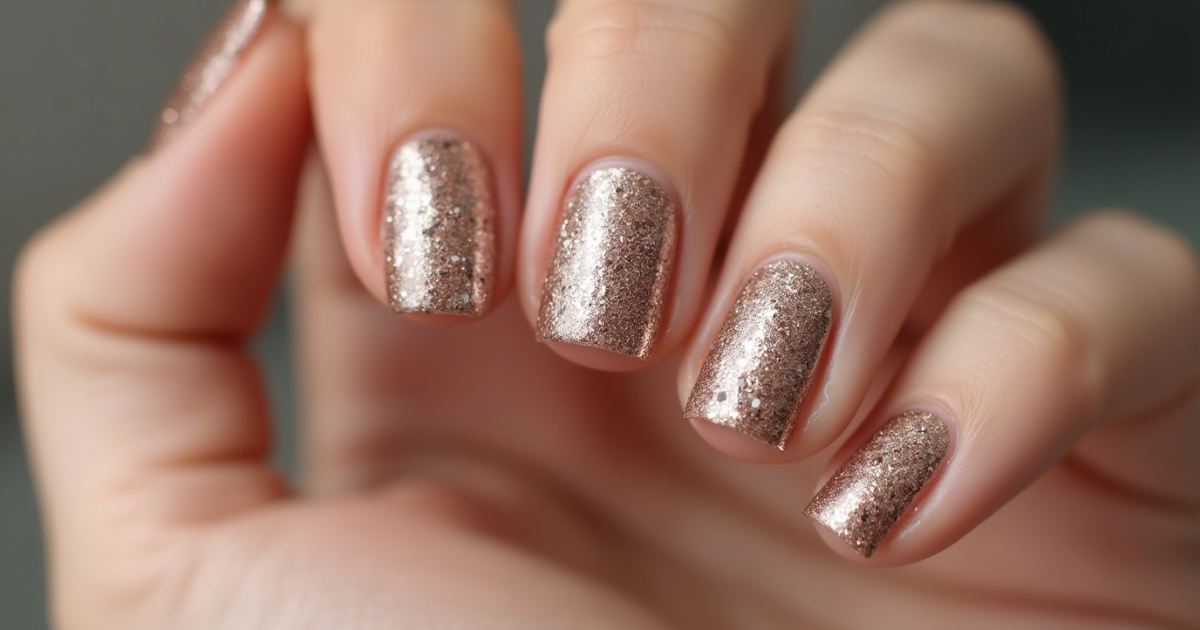 nude nails with glitter