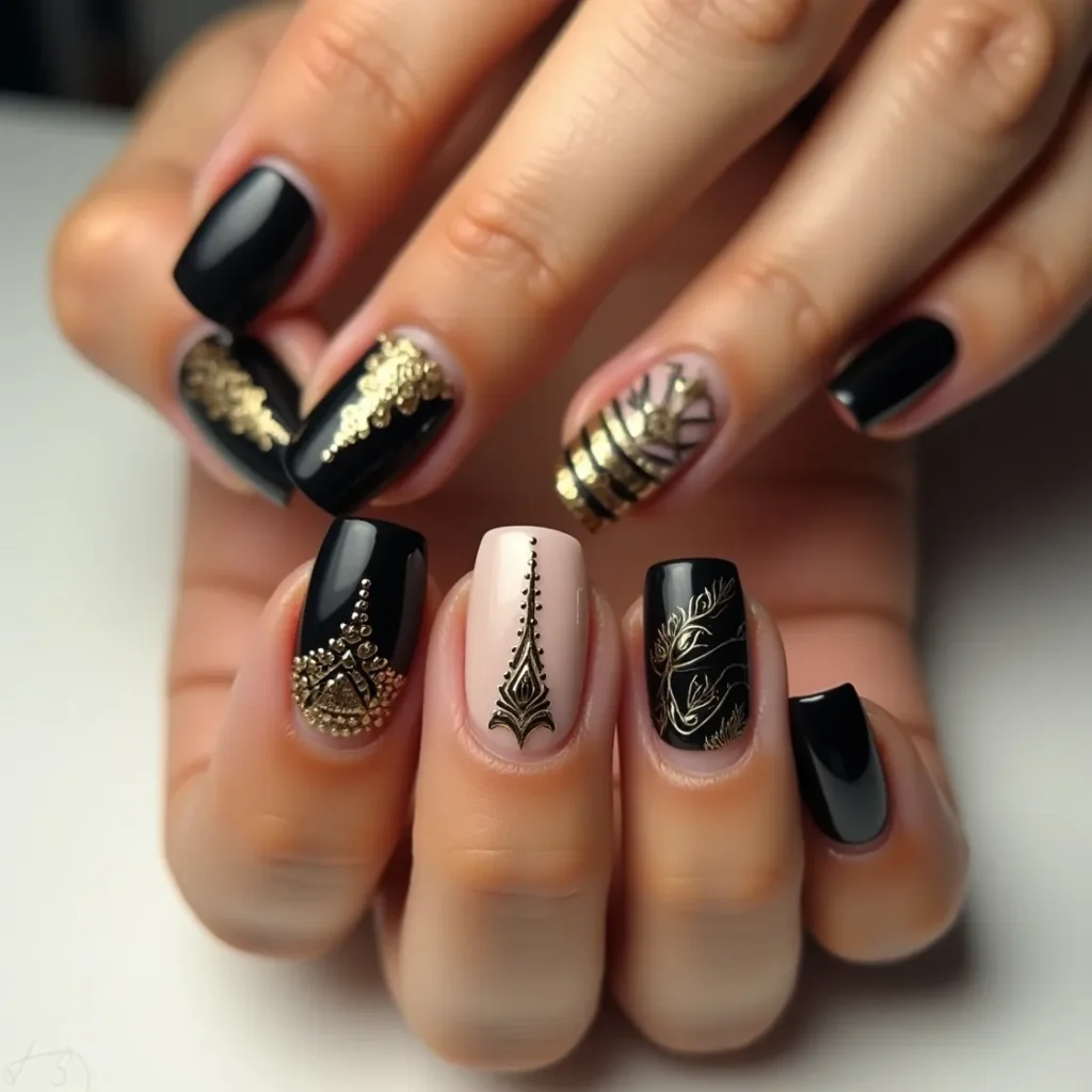 Stunning black and gold nail designs for every occasion