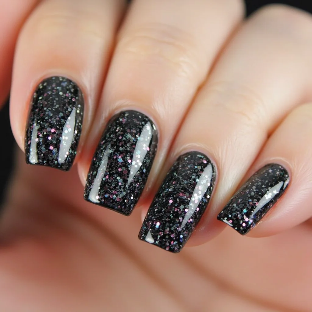 black glitter nail polish