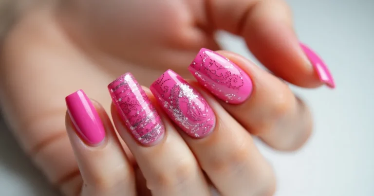 pink sparkly nails