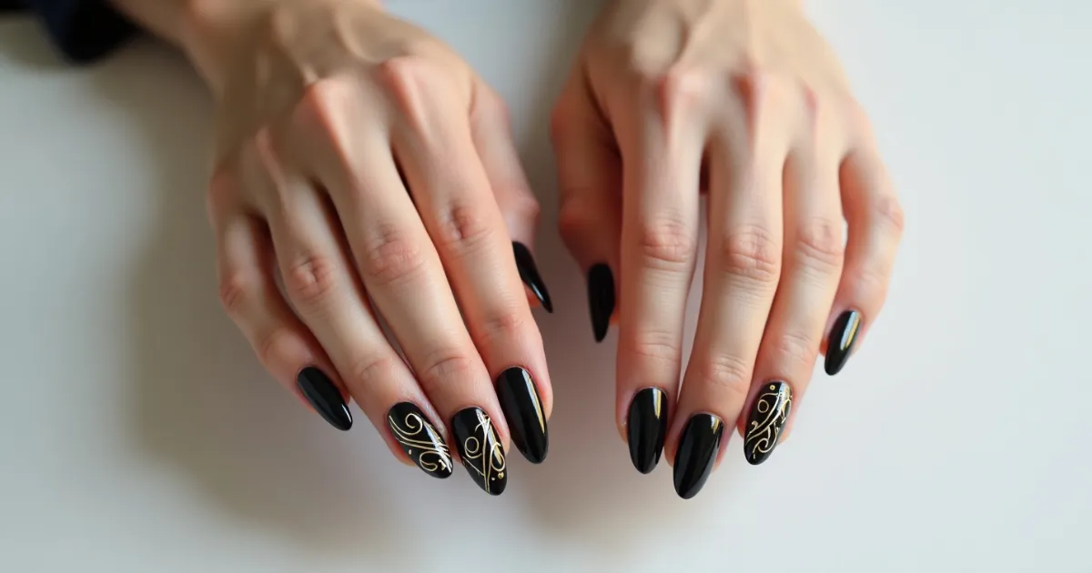 black gold nails