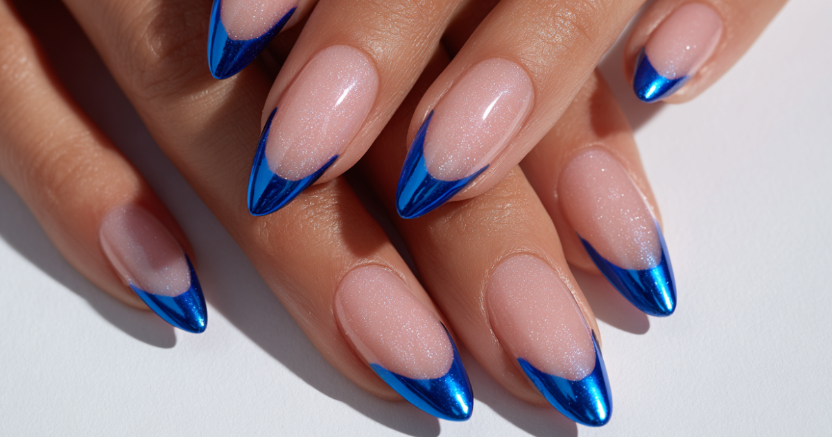 Beat the heat with 19 blue French manicure ideas. From soft pastels to bold blues, these nail designs are perfect for a late summer refresh