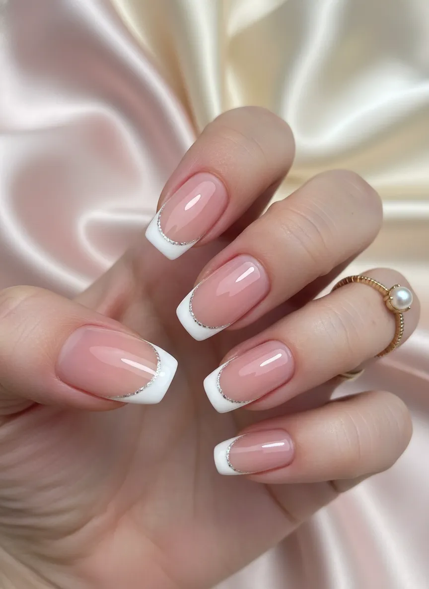 Modern French tip elegant white nail designs