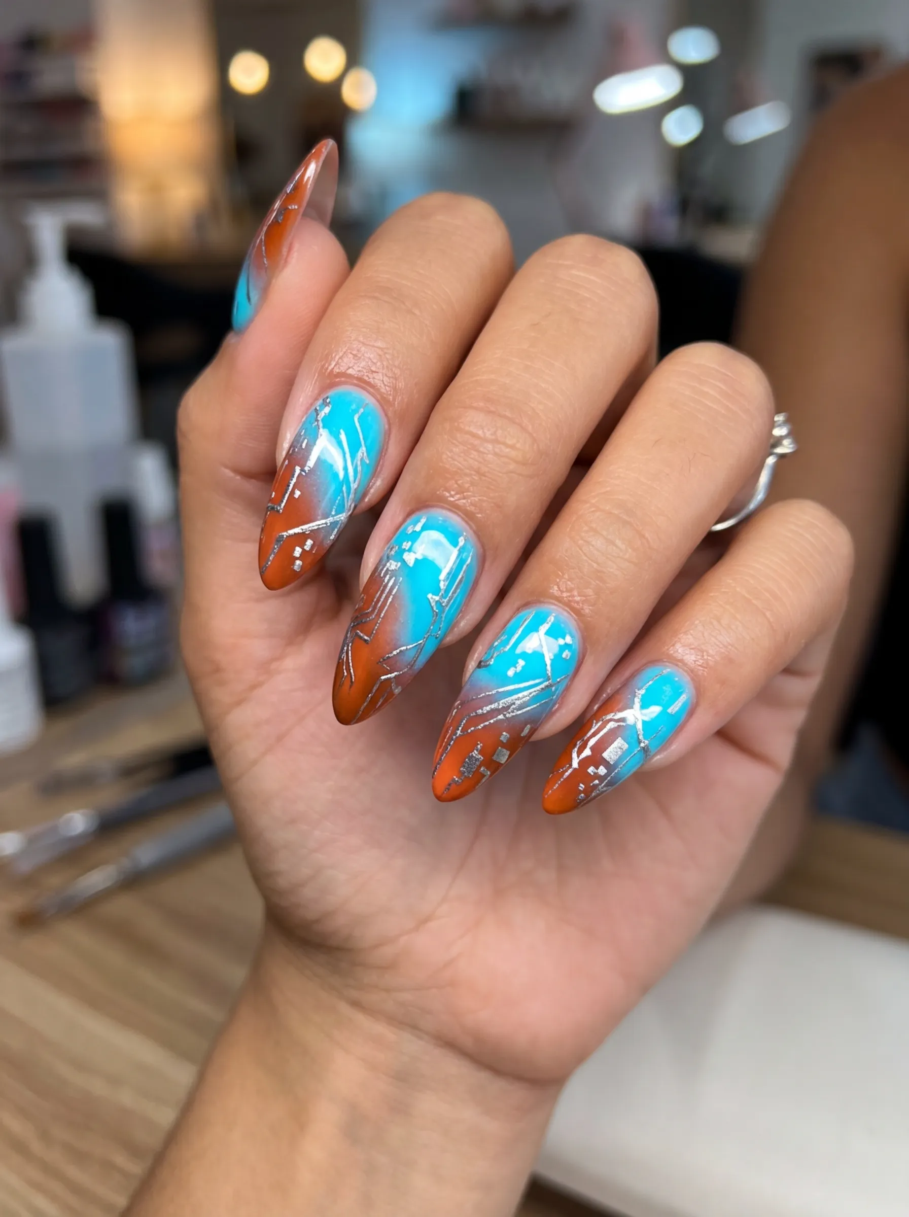 Digital aura airbrushed gradient best 5 nails design for 2026