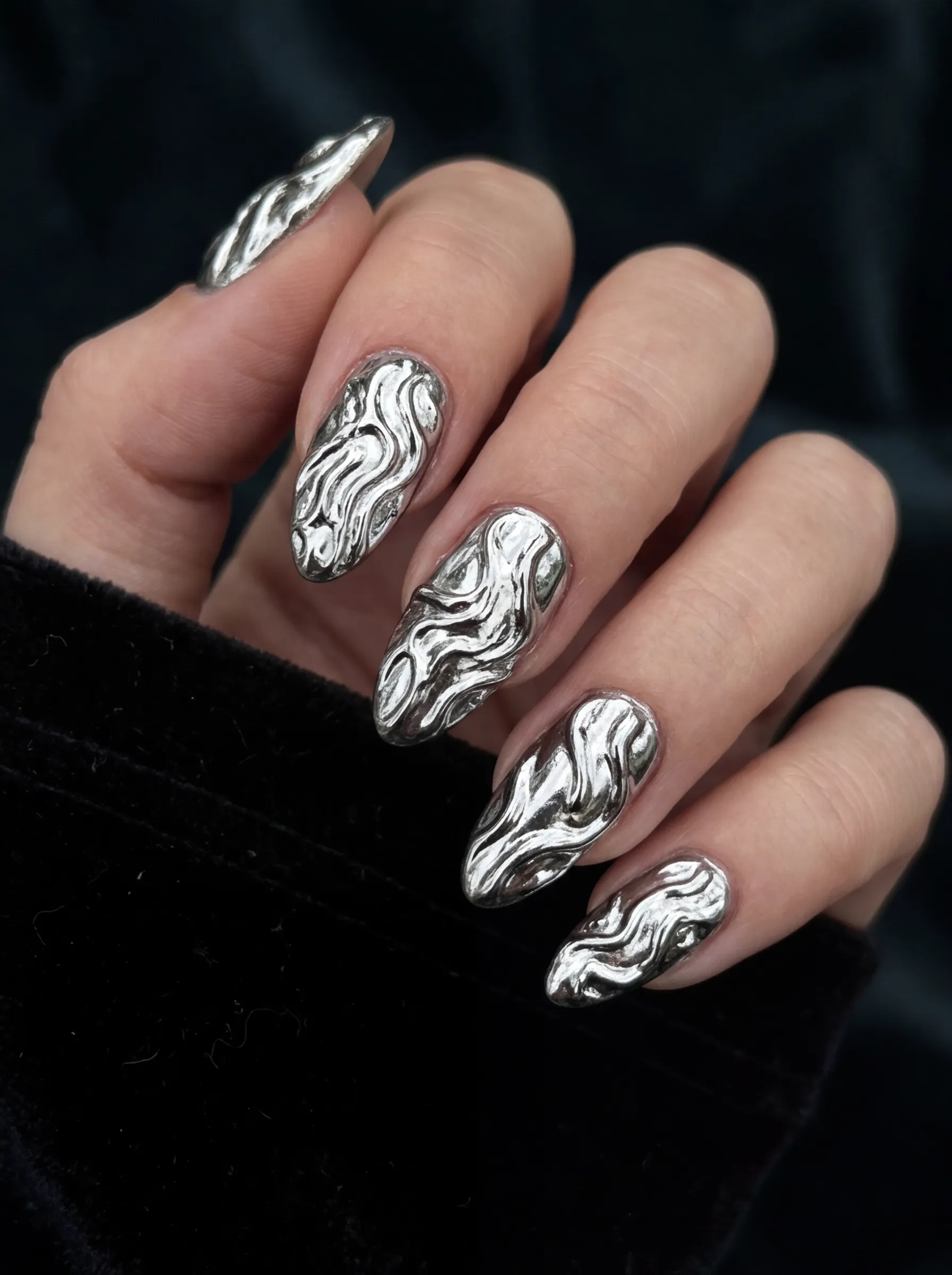 Hyper-textured 3D chrome best 5 nails design for 2026