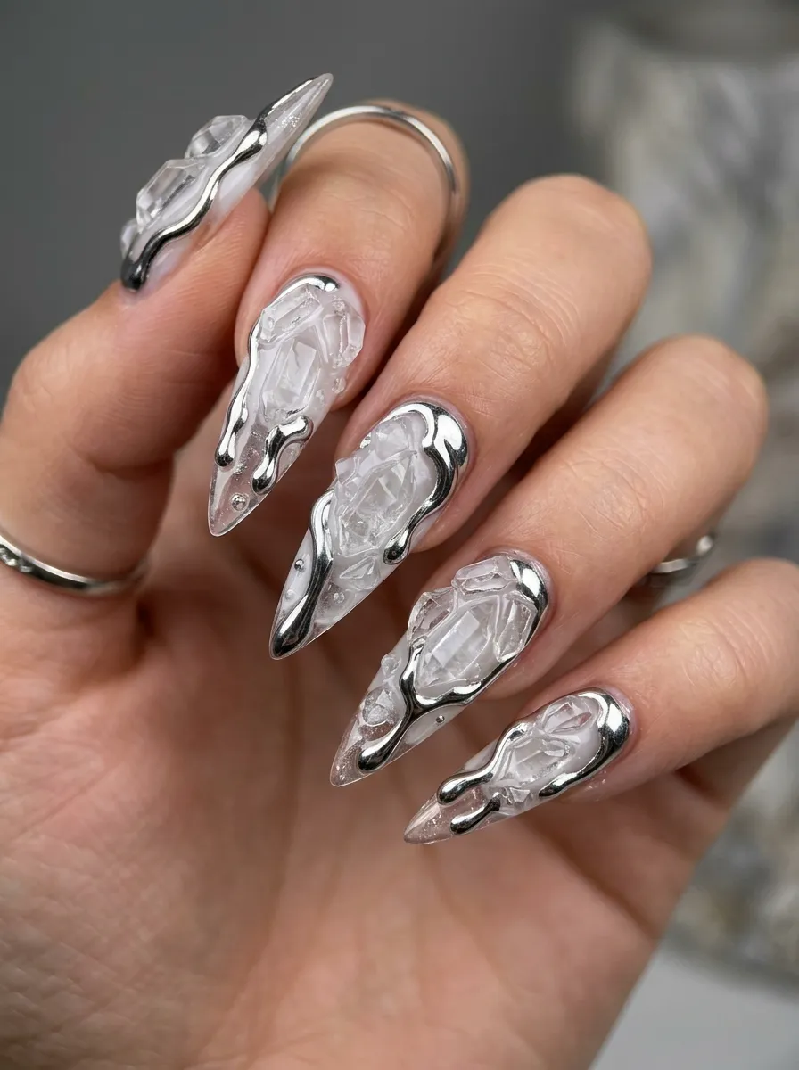 Architectural 3D sculpted best nails in 2026 design