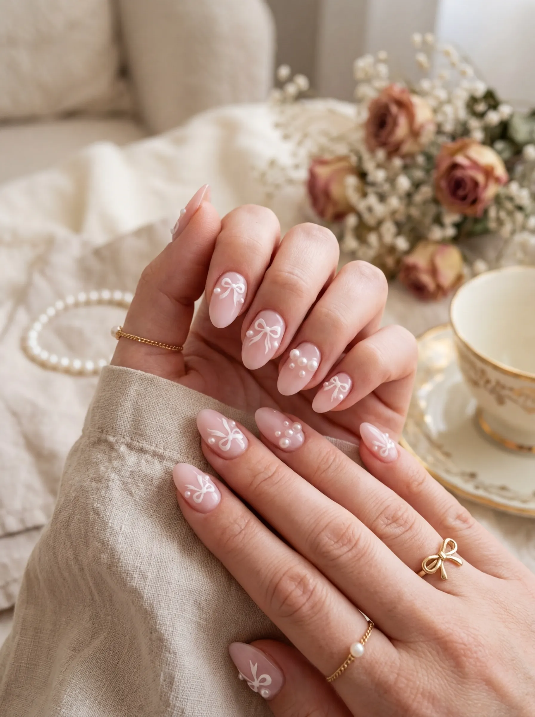 Coquette and balletcore nail art trends