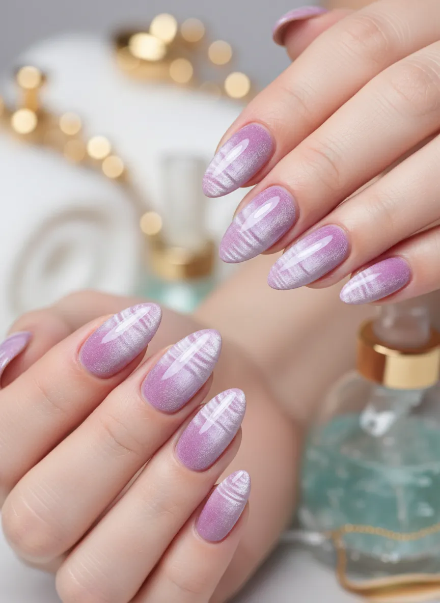Top 10 nails design with purple velvet magnetic effect