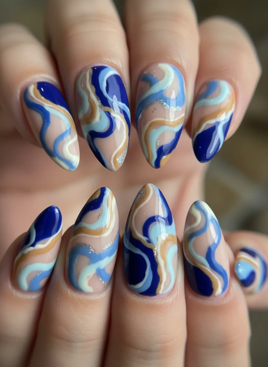 Top 10 nails design featuring abstract organic swirls
