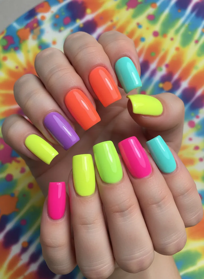 Top 10 nails design with bright dopamine colors