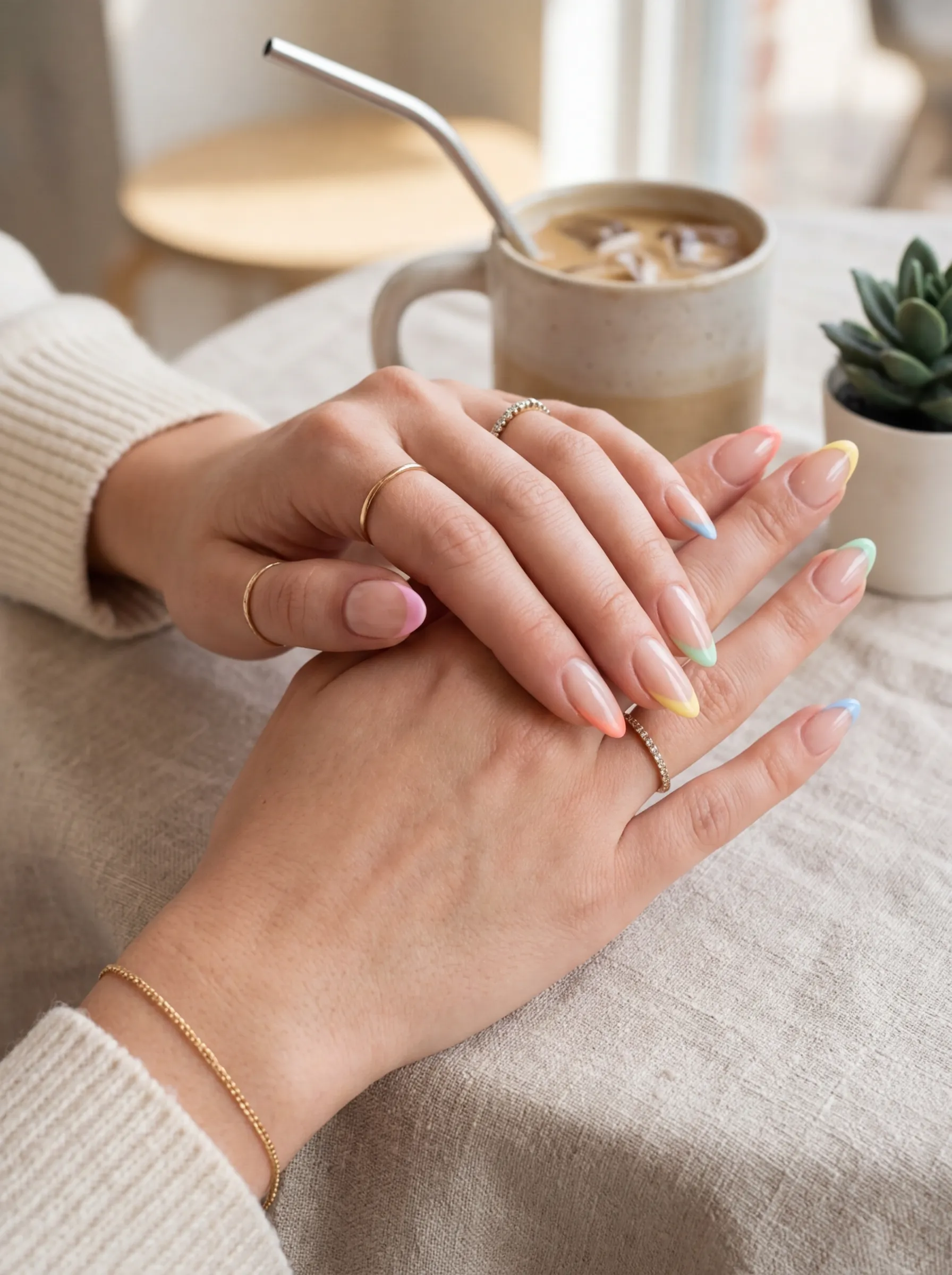 Modern French tip variations in top 10 nails designs for spring