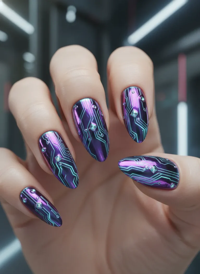 Bio-Digital Chrome representing the top 5 nails design in 2026
