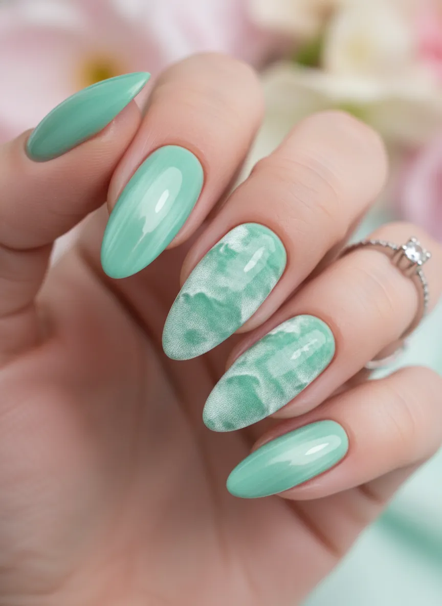 trendy spring nails 2026 glittery cat eye