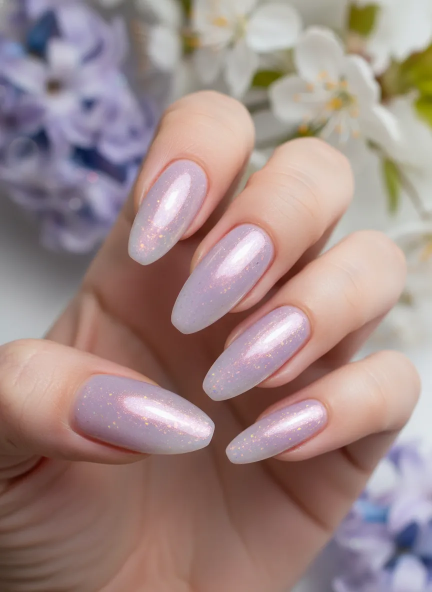 trendy spring nails 2026 milky lilac glaze