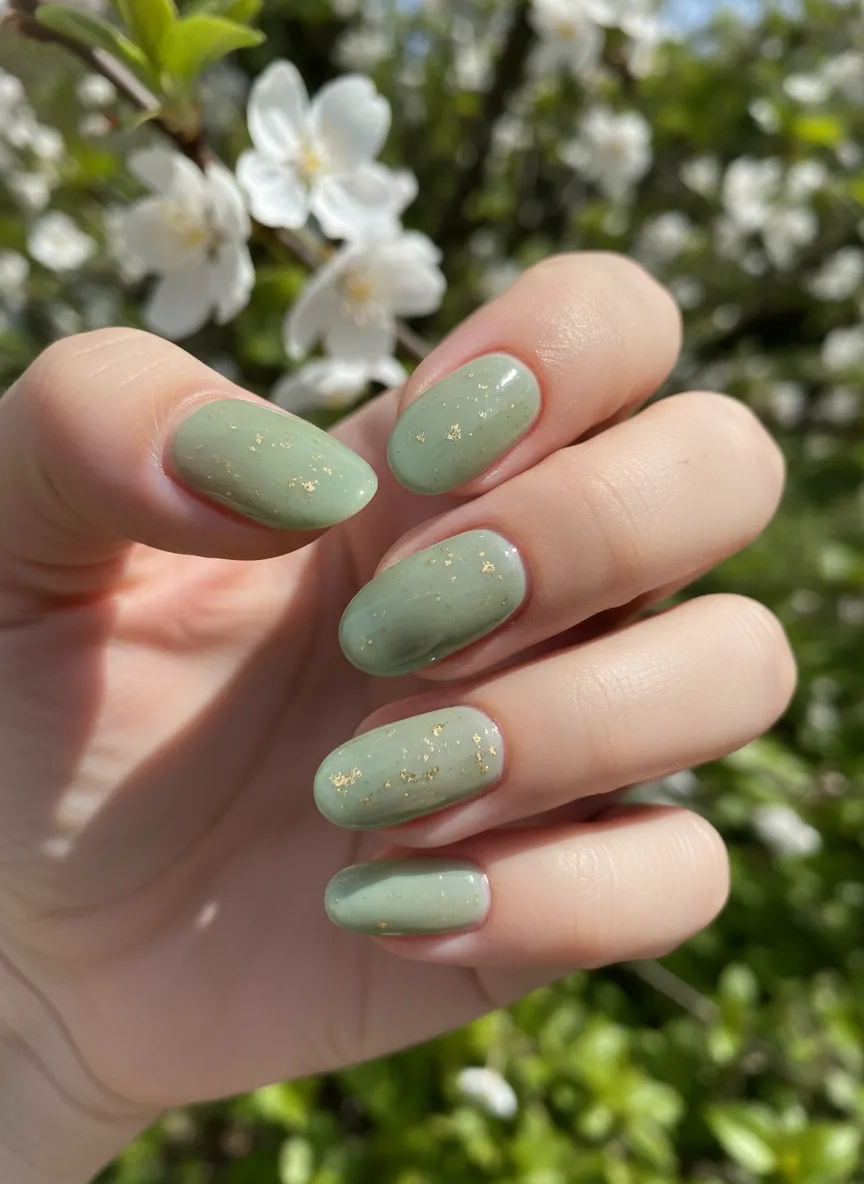 trendy spring nails 2026 jelly sage green