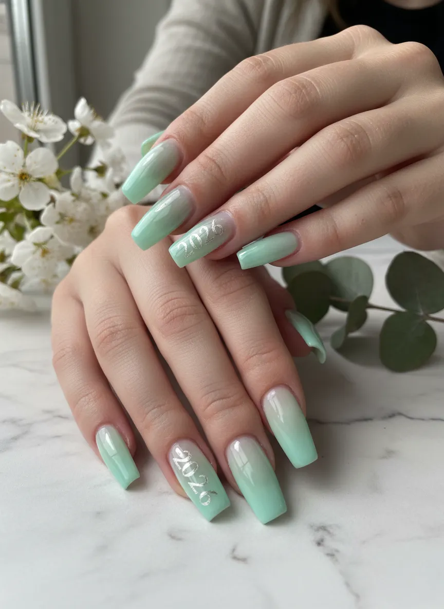 Mint green jelly french tips for Spring Nails 2026.