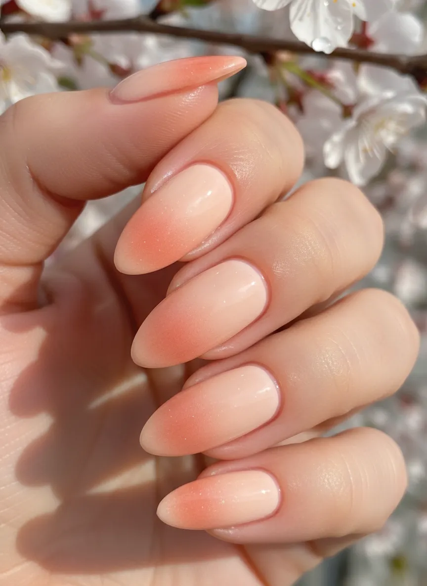 Peach fuzz ombre wave design for Spring Nails 2026.