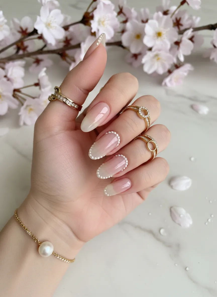 Minimalist micro-pearl accent Spring Nails 2026.