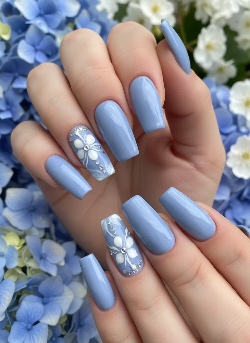 Powder blue serenity spring pastel nail ideas