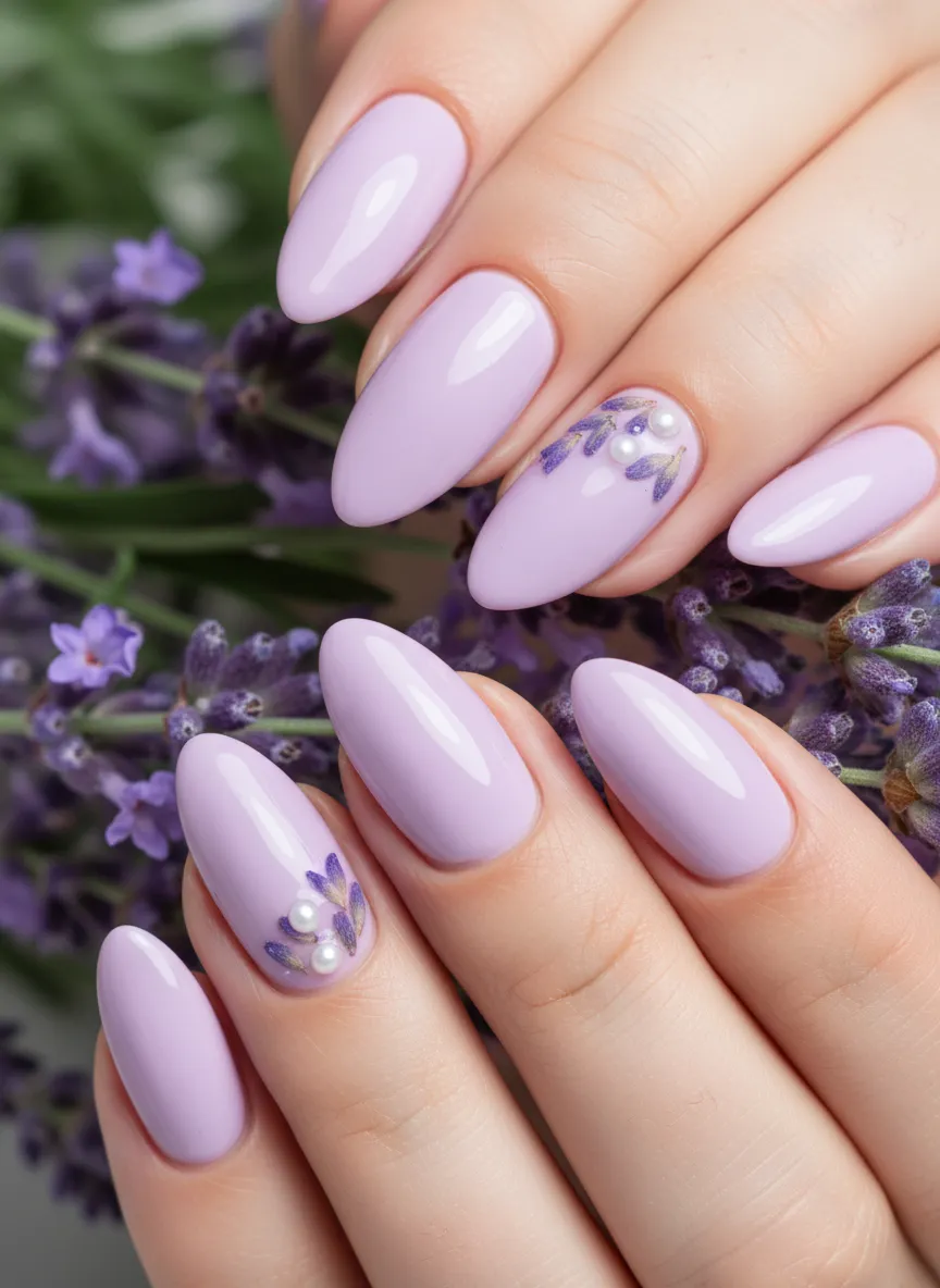Pastel lavender April nails ideas for spring