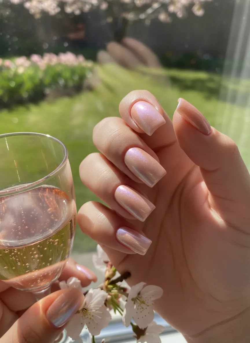 Iridescent chrome April nails ideas