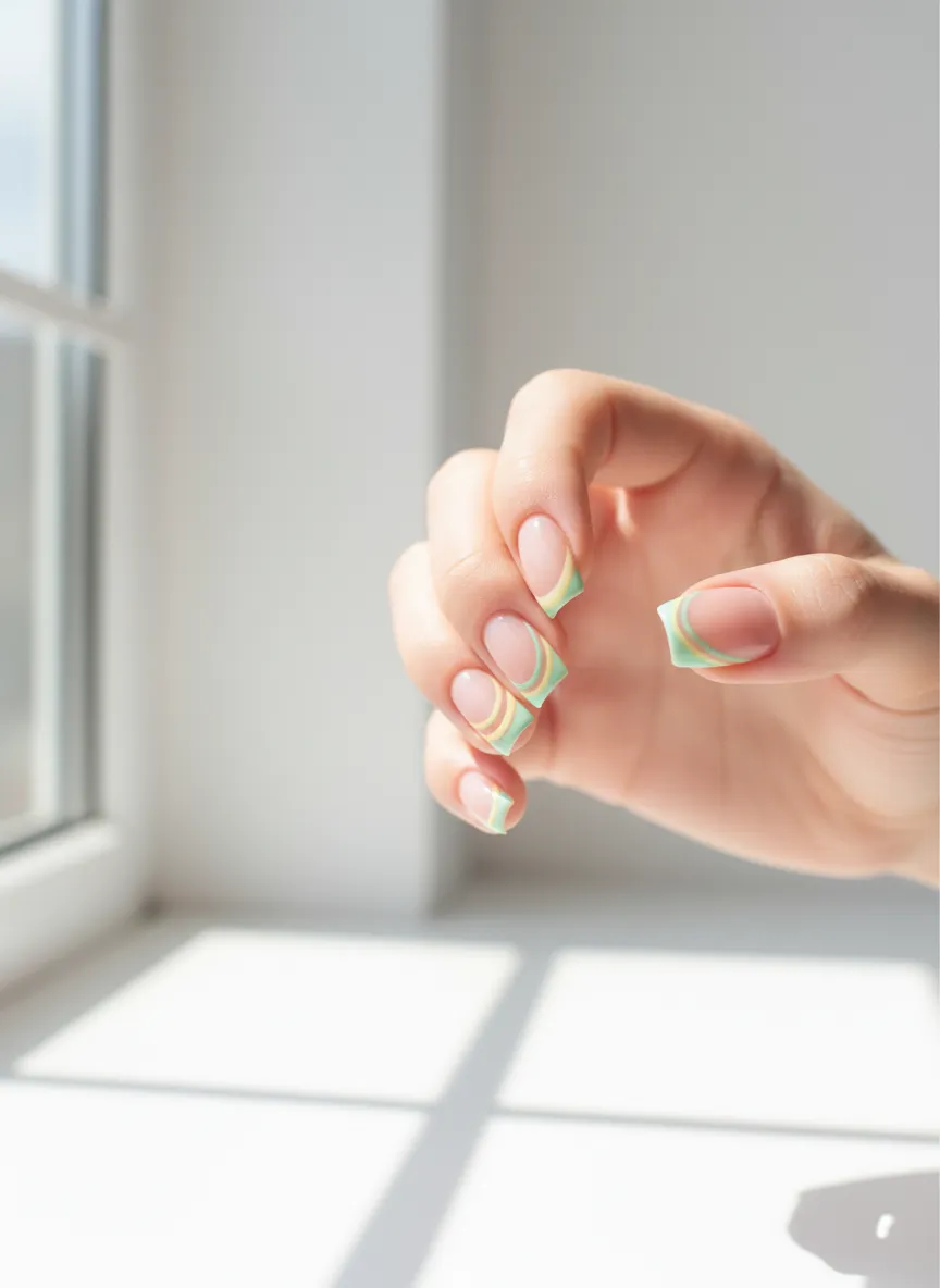 Modern floating French pastel Spring Nail Design 2026