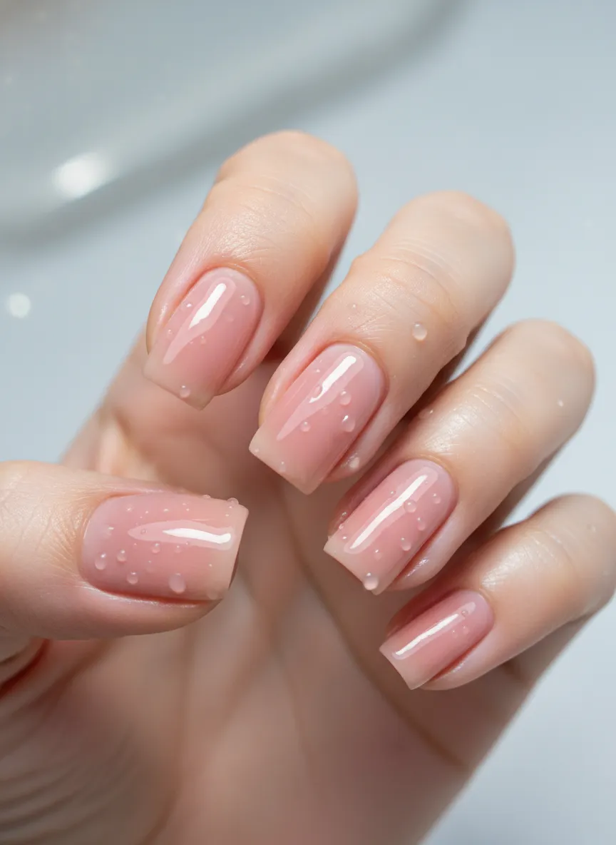 Ultra-glossy soap nail aesthetic easy simple nails 2026.