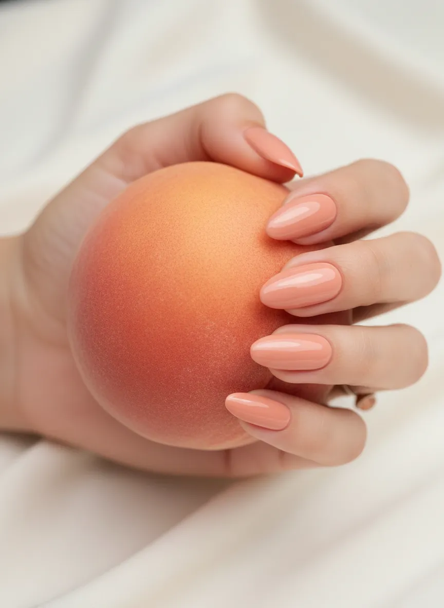 Peach fuzz monochromatic April Nails trends