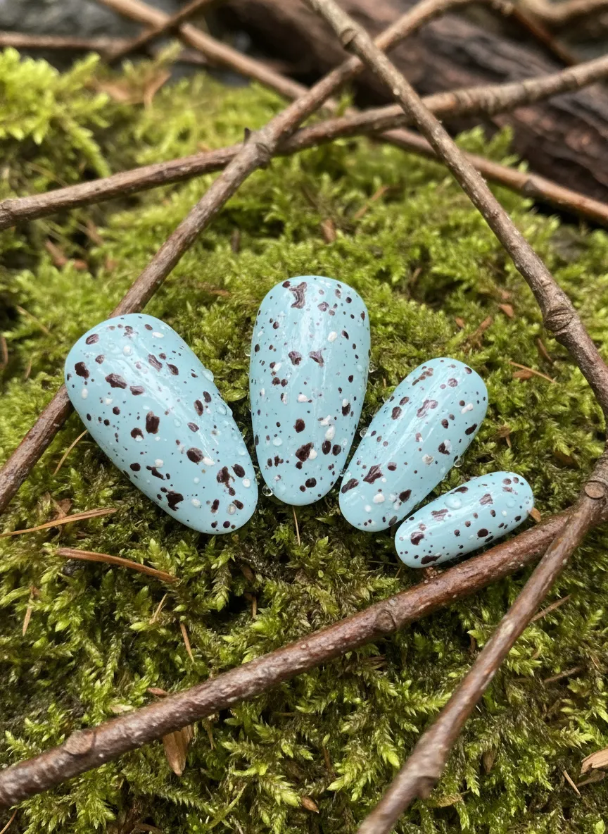 Speckled blue robin's egg April Nails design