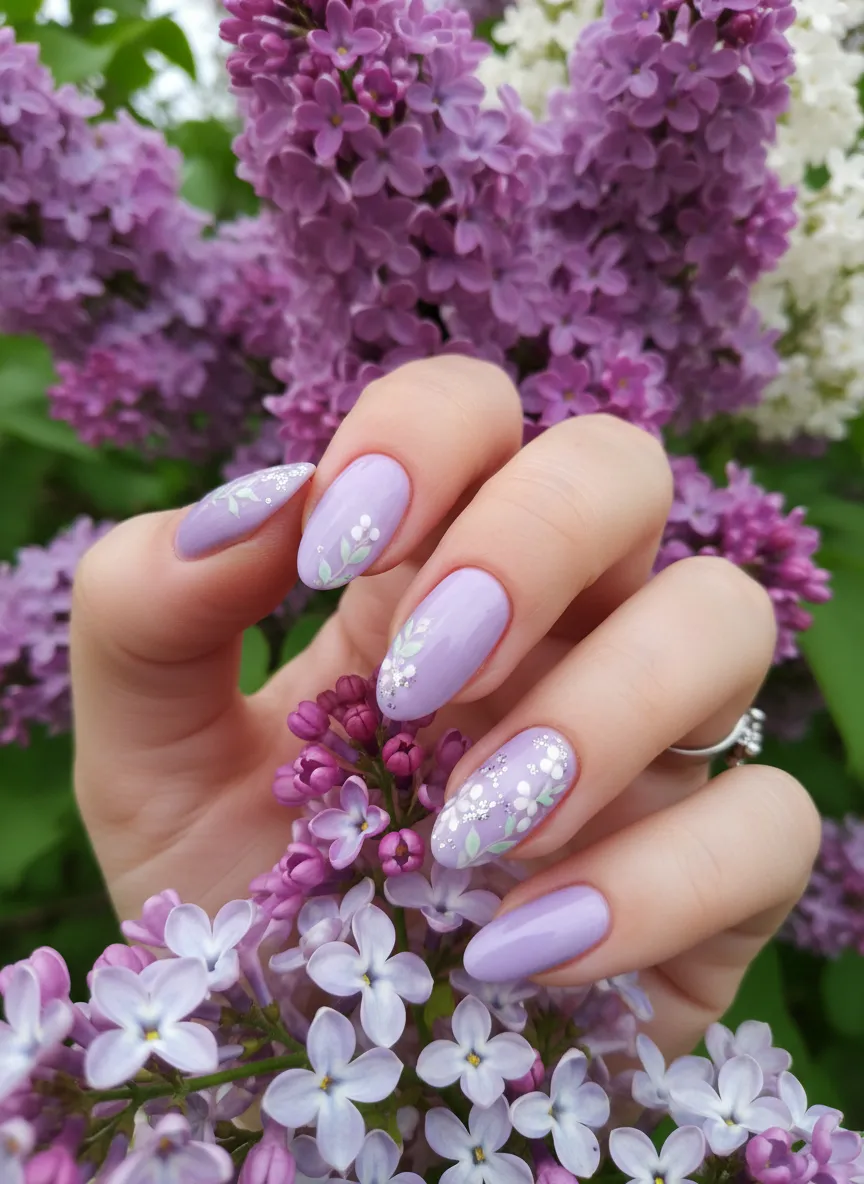 Elegant nail designs for the spring season in soft lavender