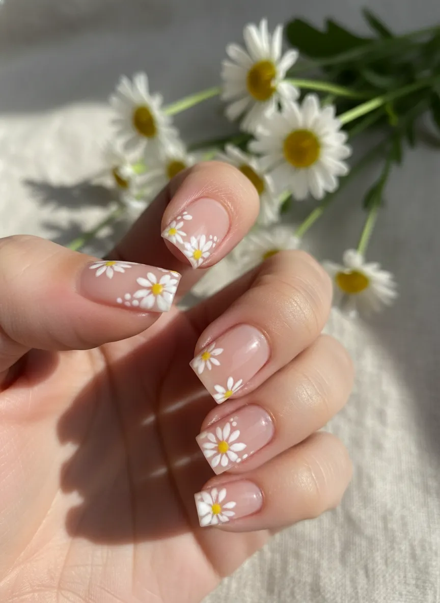 Minimalist floral elegant nail designs for the spring season