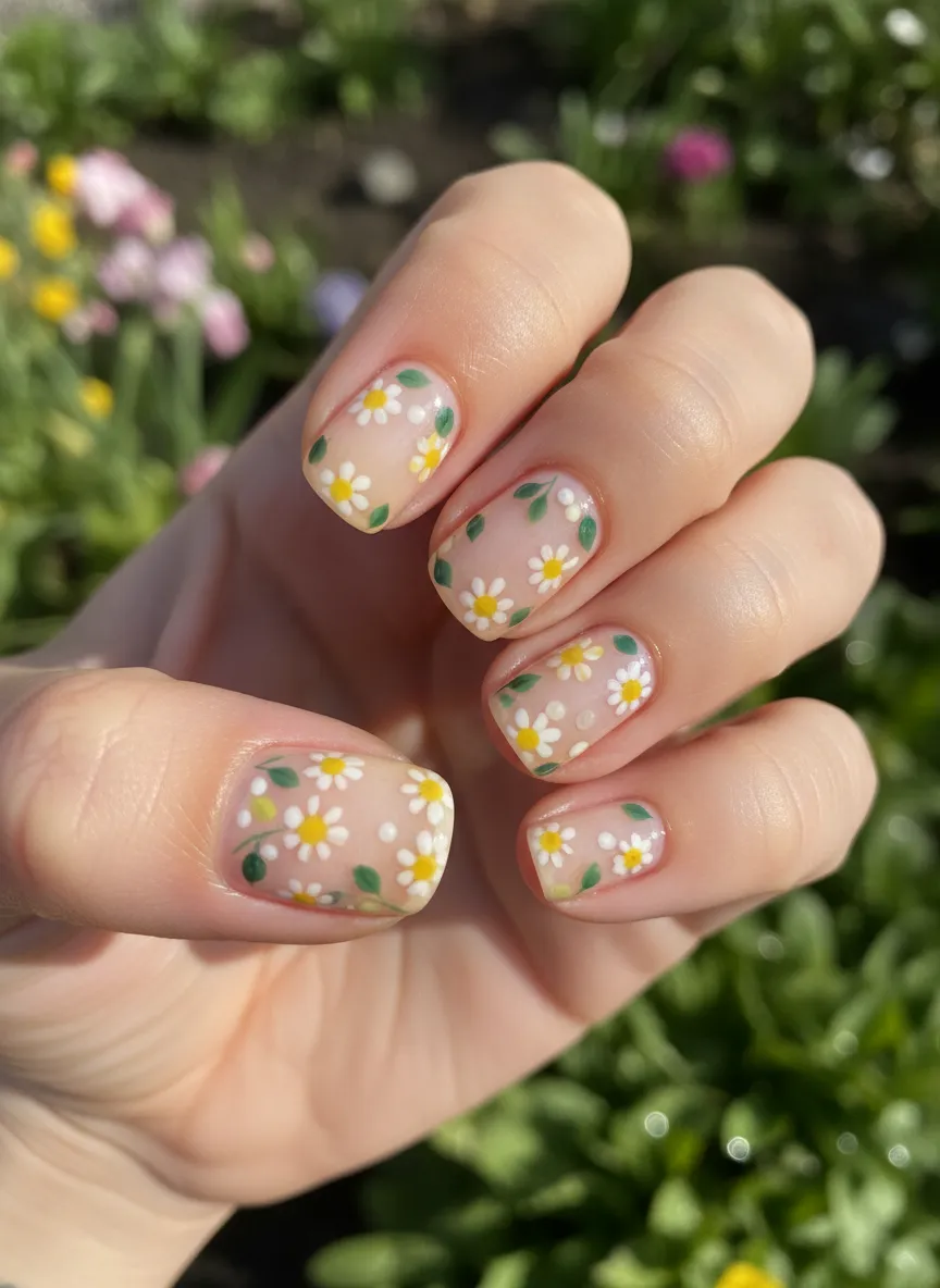 popular nail designs for the spring season micro floral garden accents