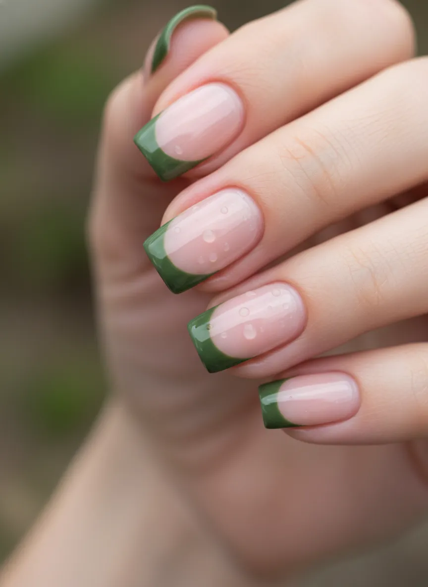 French tip style stunning olive green nail ideas on oval nails